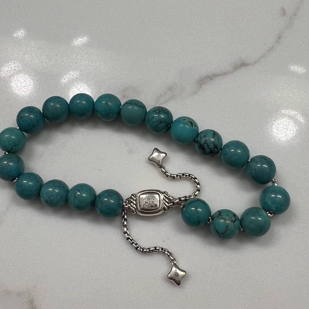 David Yurman 8mm Spiritual Beads Turquoise Bracelet - Picture 3 of 7